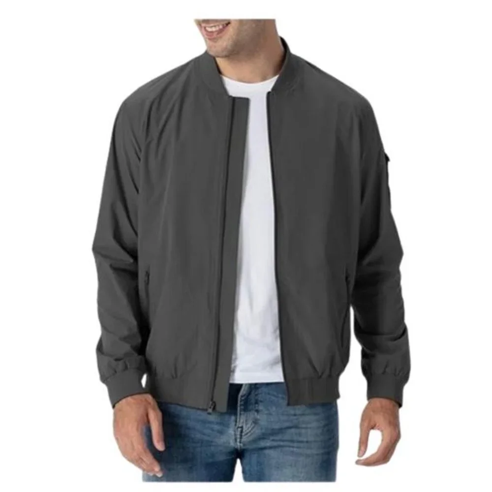 NEW Rdruko Men's Lightweight Windbreaker Jacket Dark Grey XXL